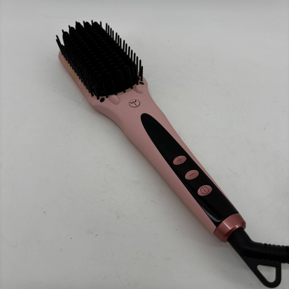 L'ange Le Vite Hair Straightening Brush Blush Pink Ceramic Ionic Heated Brush
